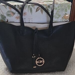 BCBG Black Tote with Gold Accent